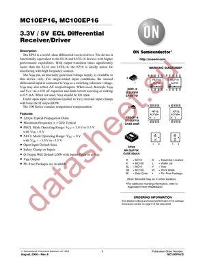 MC100EP16DR2 datasheet  